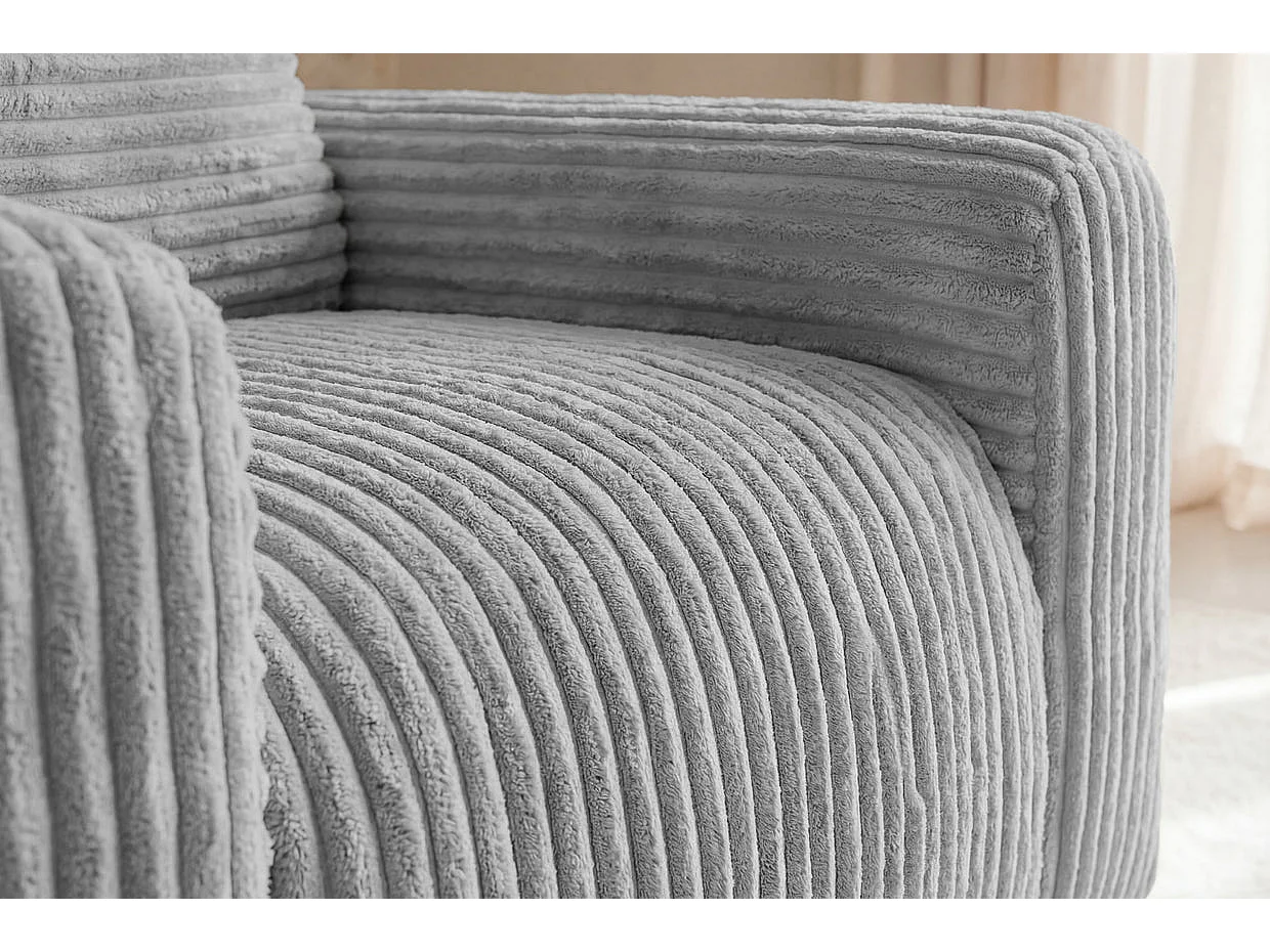 ELVIS - Fauteuil gros velours côtelé - Gris clair