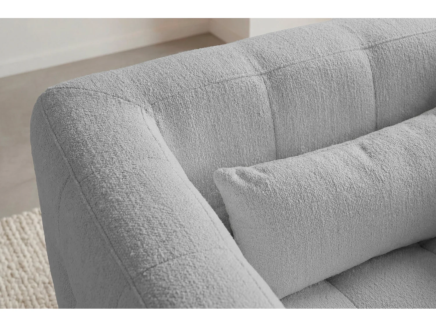 ARLETTE - Fauteuil in chenille stof - Lichtgrijs