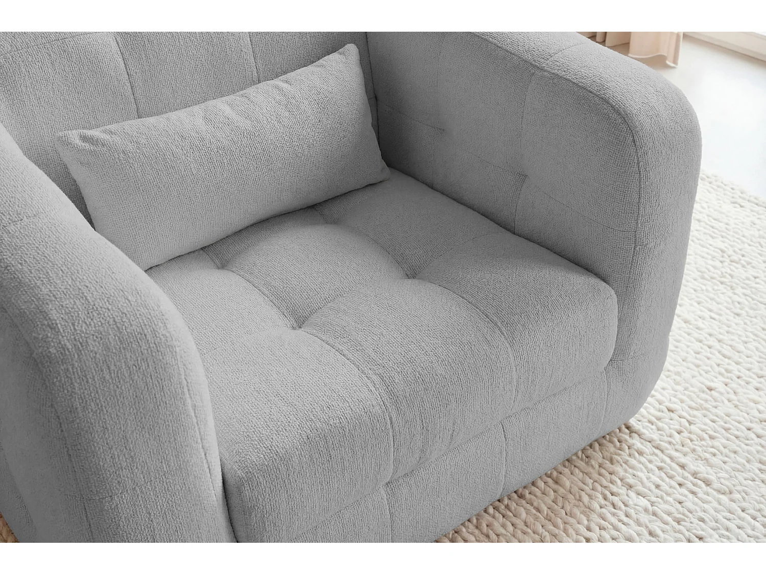 ARLETTE - Fauteuil in chenille stof - Lichtgrijs