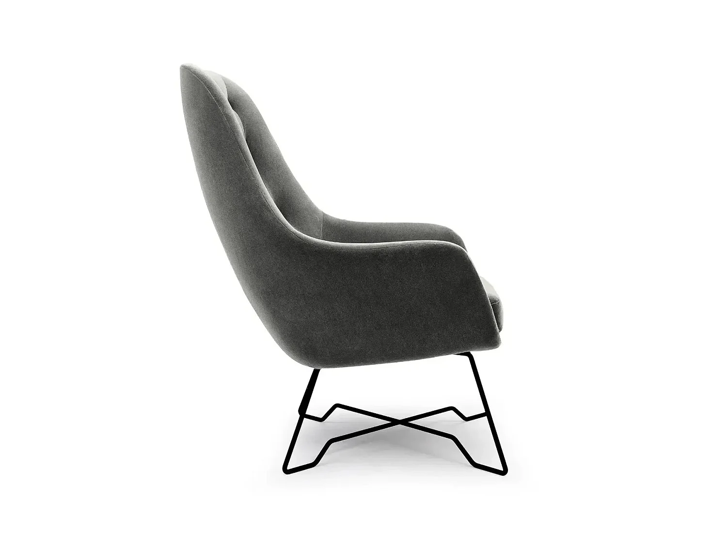 LUCAS - Fauteuil en tissu chiné - Gris foncé