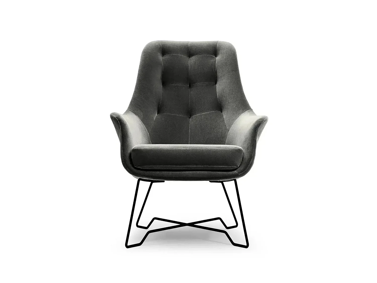 LUCAS - Fauteuil en tissu chiné - Gris foncé