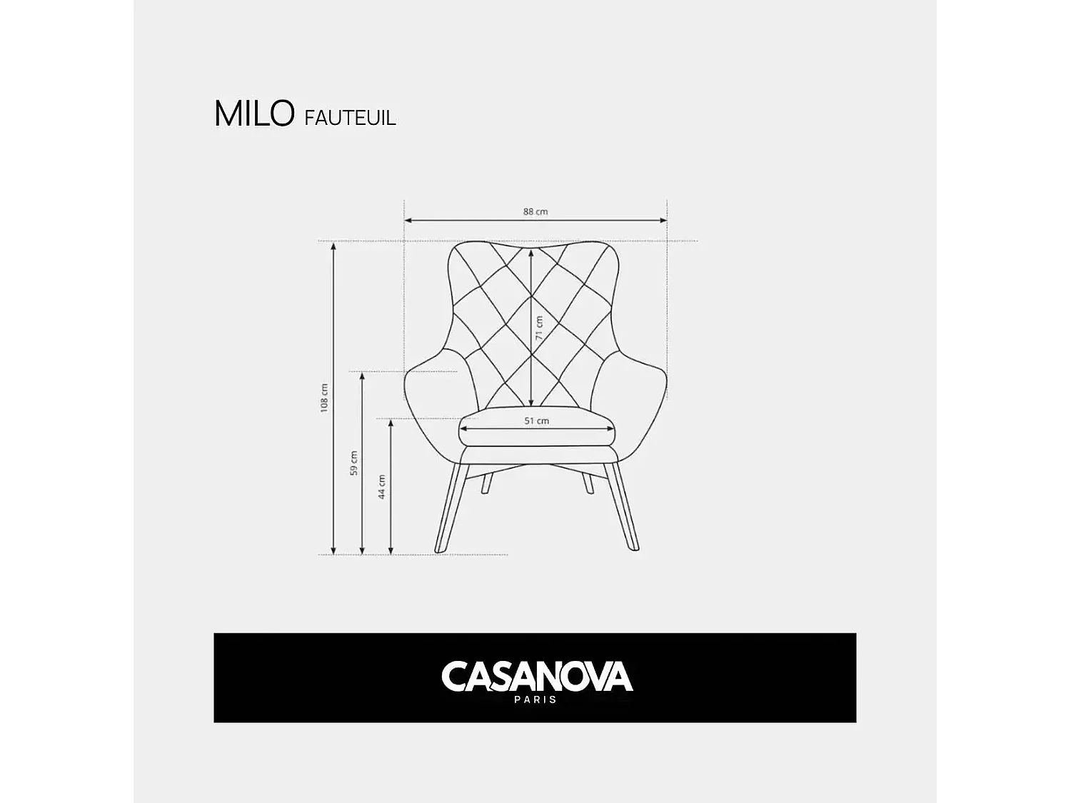MILO - Fauteuil in gevlekte stof - Lichtgrijs
