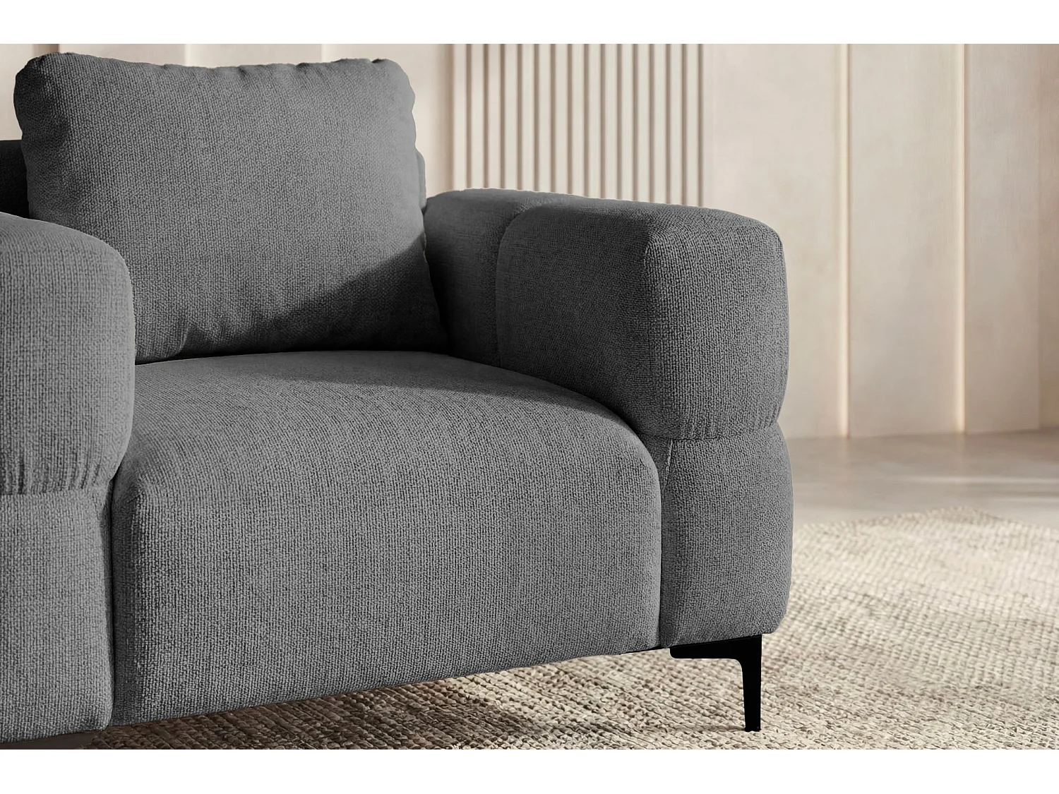 ELTON - Fauteuil en tissu lisse - Gris foncé