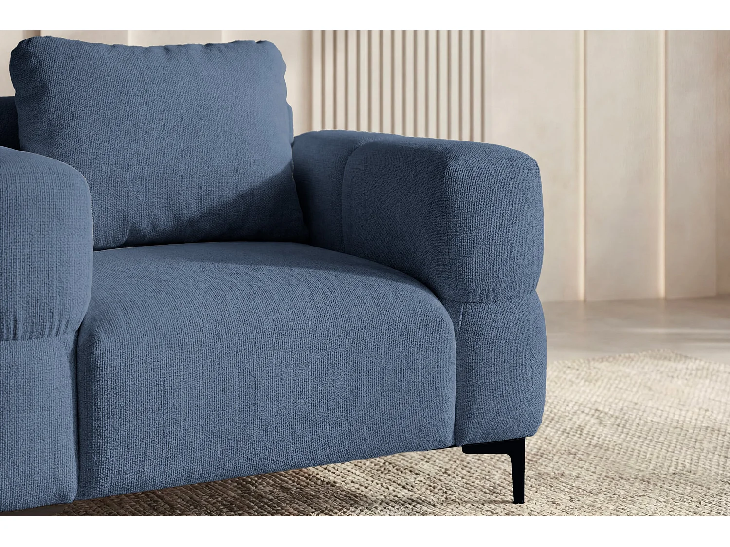 ELTON - Fauteuil en tissu lisse - Bleu