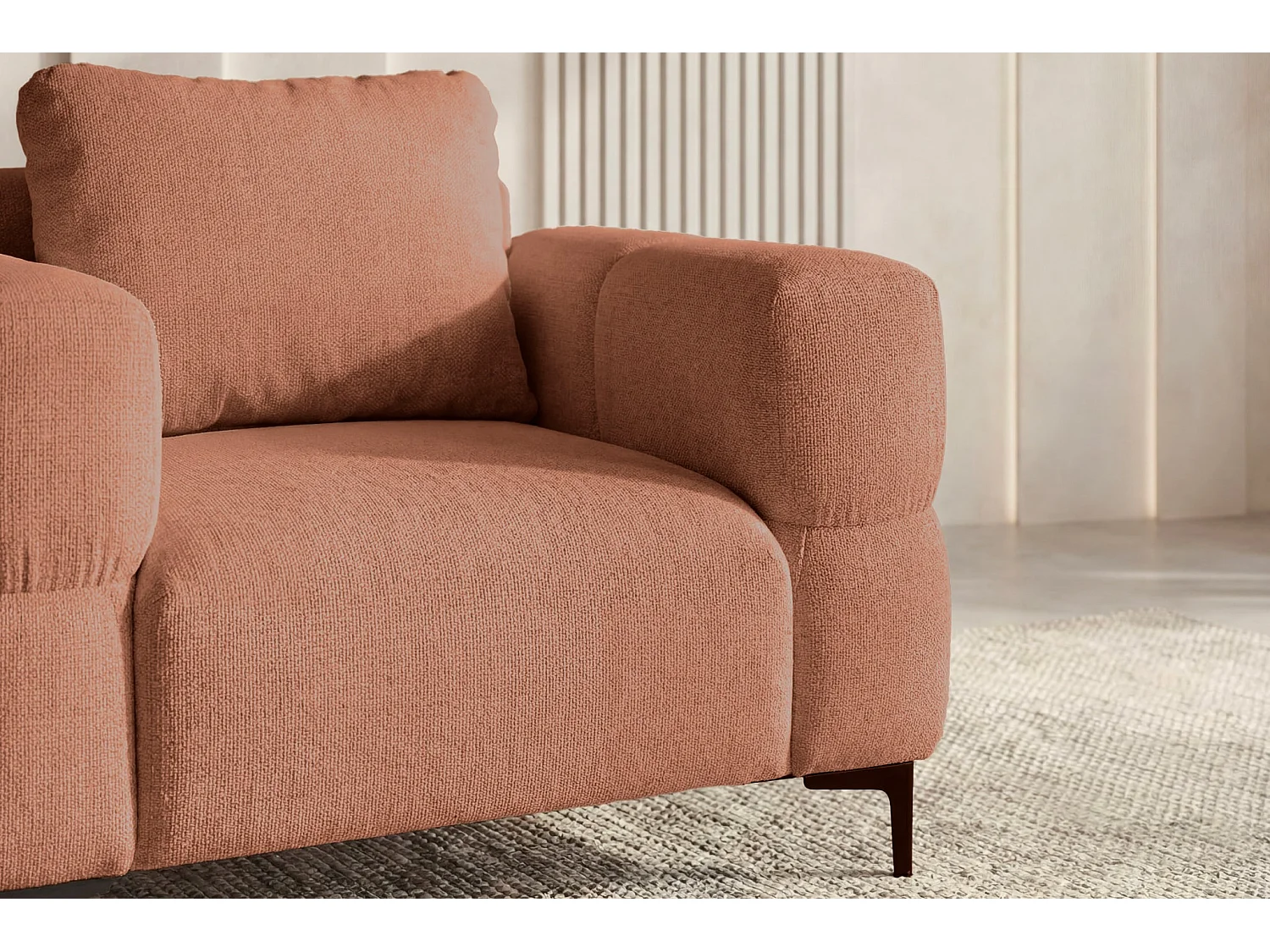 ELTON - Fauteuil en tissu lisse - Terracotta