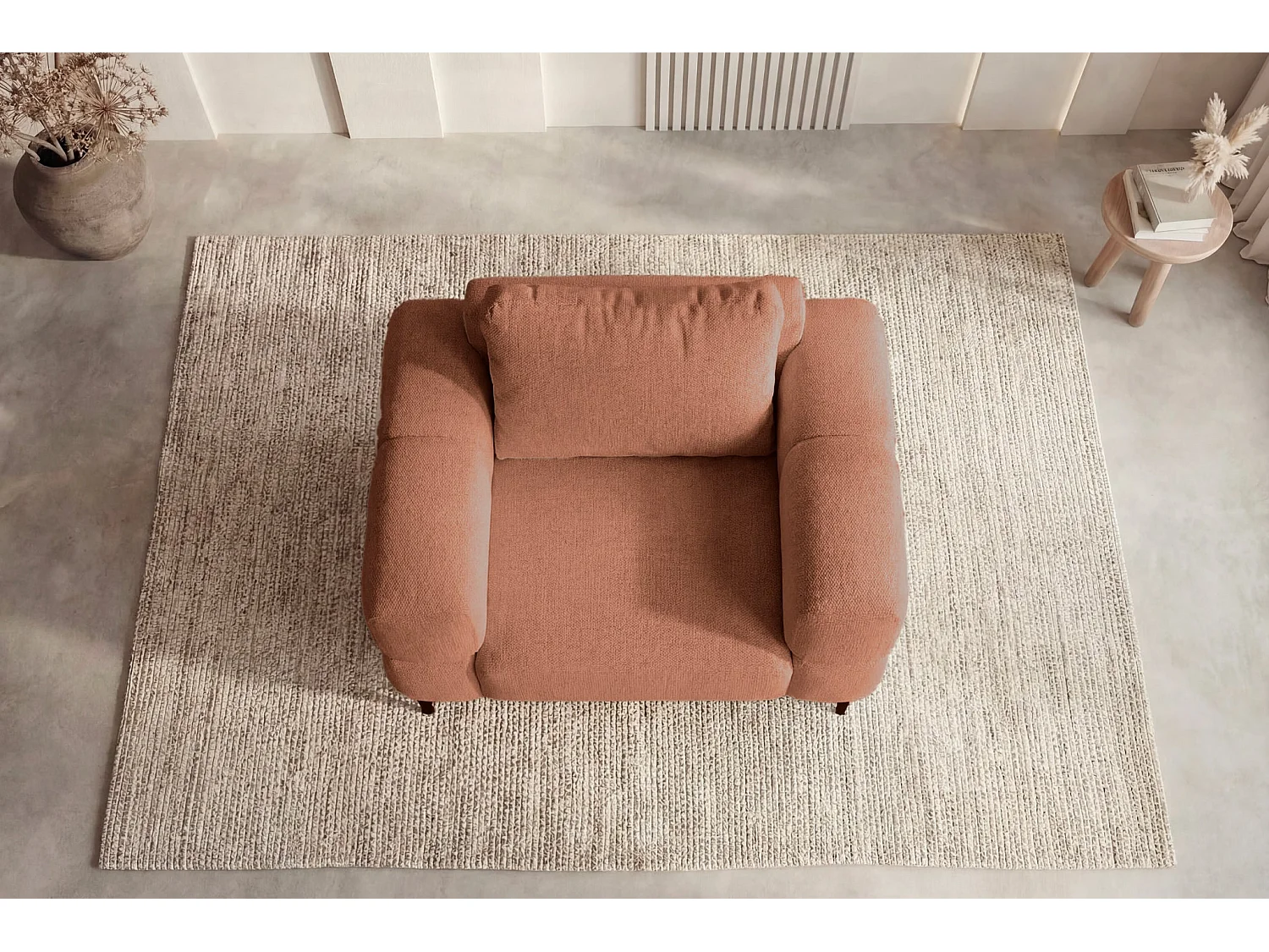 ELTON - Fauteuil en tissu lisse - Terracotta