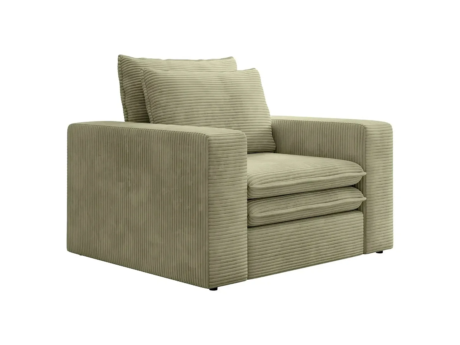 OSCAR - Fauteuil en velours côtelé - Vert olive