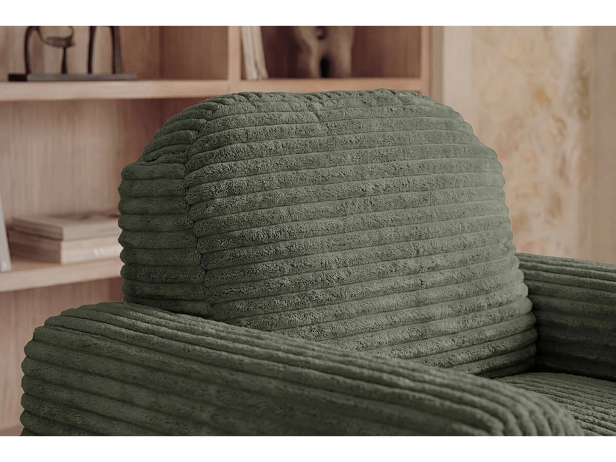 ELVIS - Fauteuil gros velours côtelé - Vert