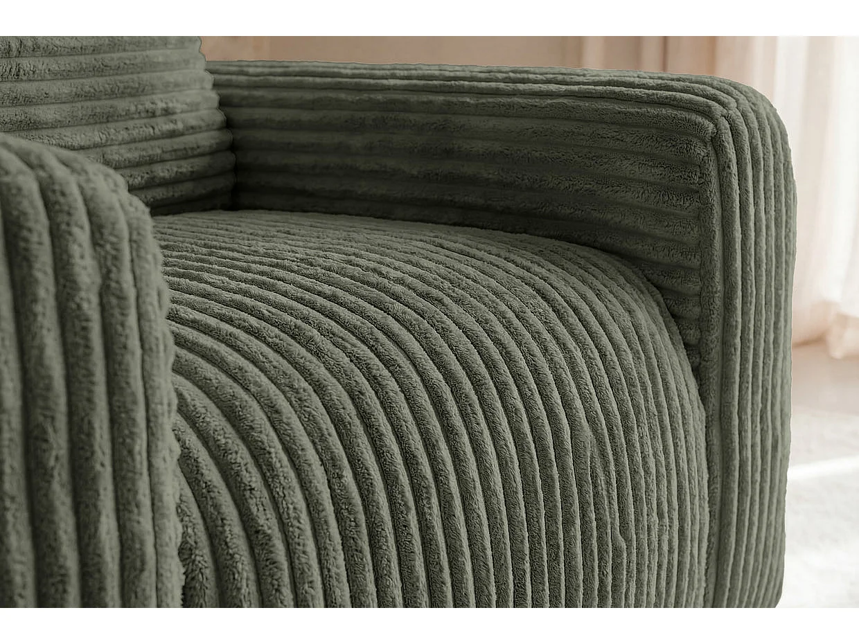 ELVIS - Fauteuil gros velours côtelé - Vert