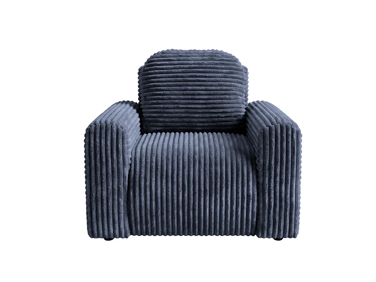 ELVIS - Fauteuil gros velours côtelé - Bleu