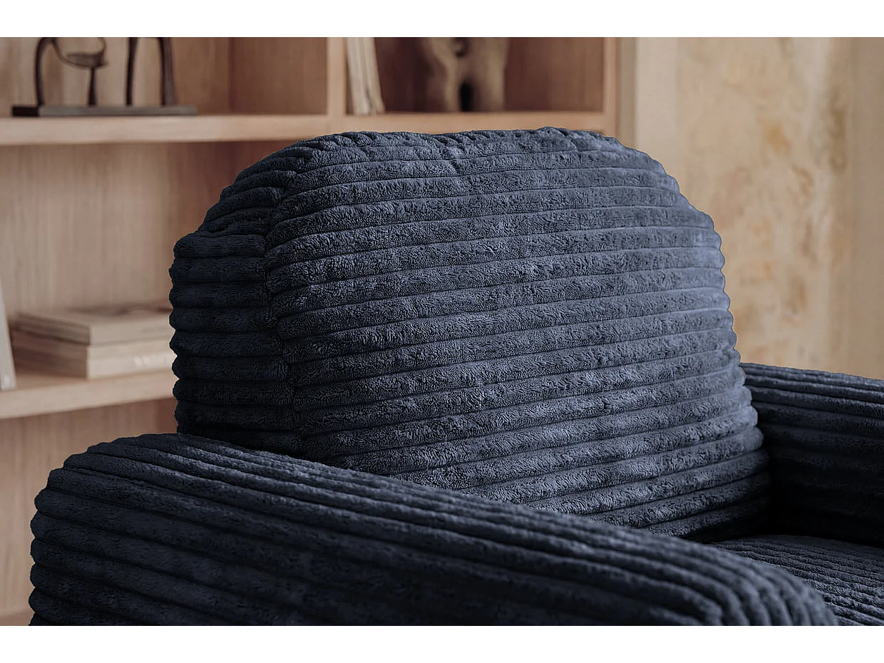 ELVIS - Fauteuil gros velours côtelé - Bleu