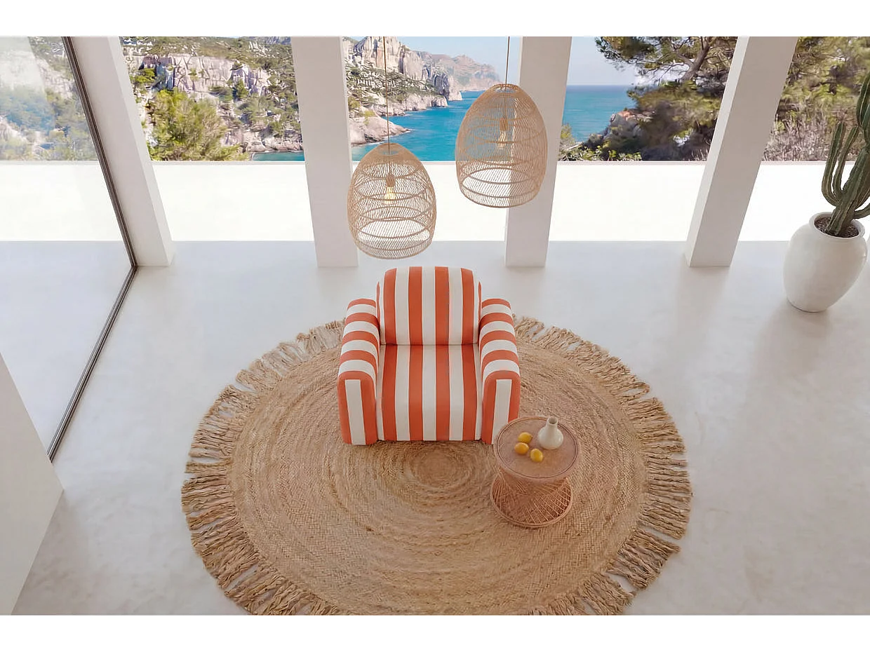 ELVIS - Fauteuil tissu rayé Orange
