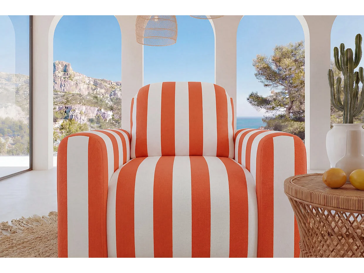 ELVIS - Fauteuil tissu rayé Orange