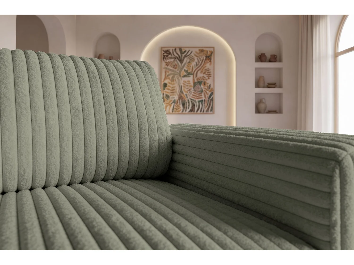 CAISA - Fauteuil en velours côtelé - Vert