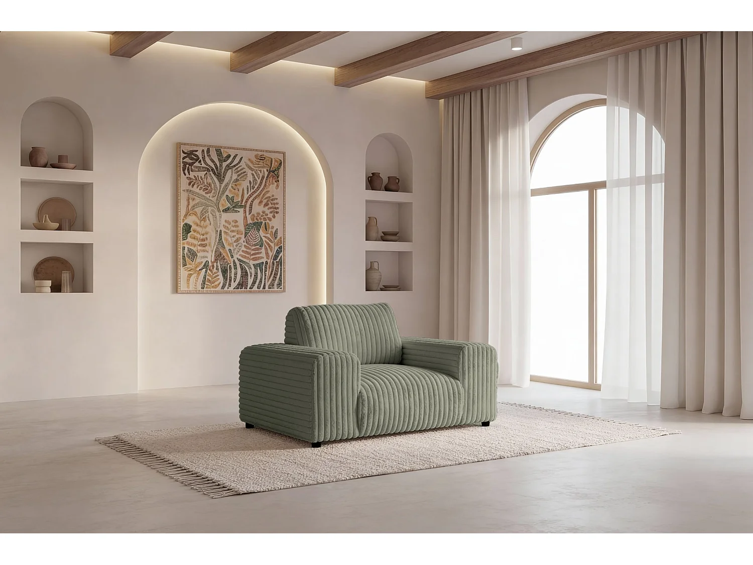 CAISA - Fauteuil en velours côtelé - Vert