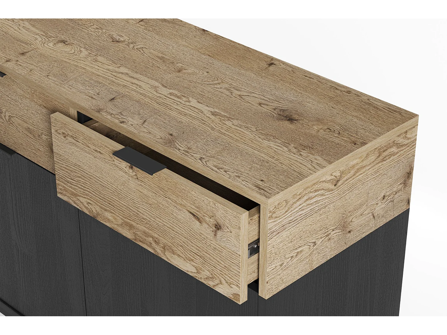 ELINE - Buffet 3 portes 150cm en mélamine - Noir