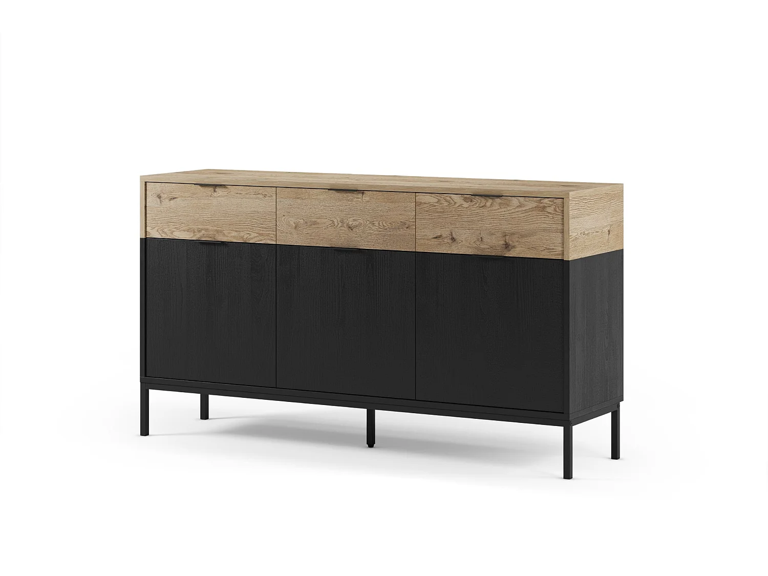 ELINE - Buffet 3 portes 150cm en mélamine - Noir