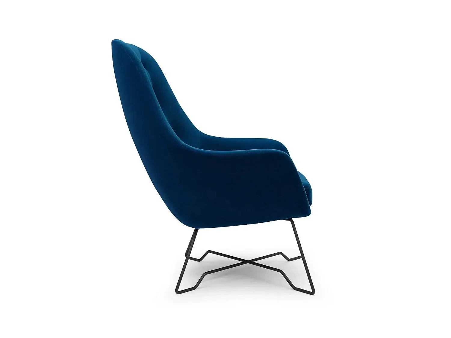 LUCAS - Fauteuil en tissu chiné - Bleu