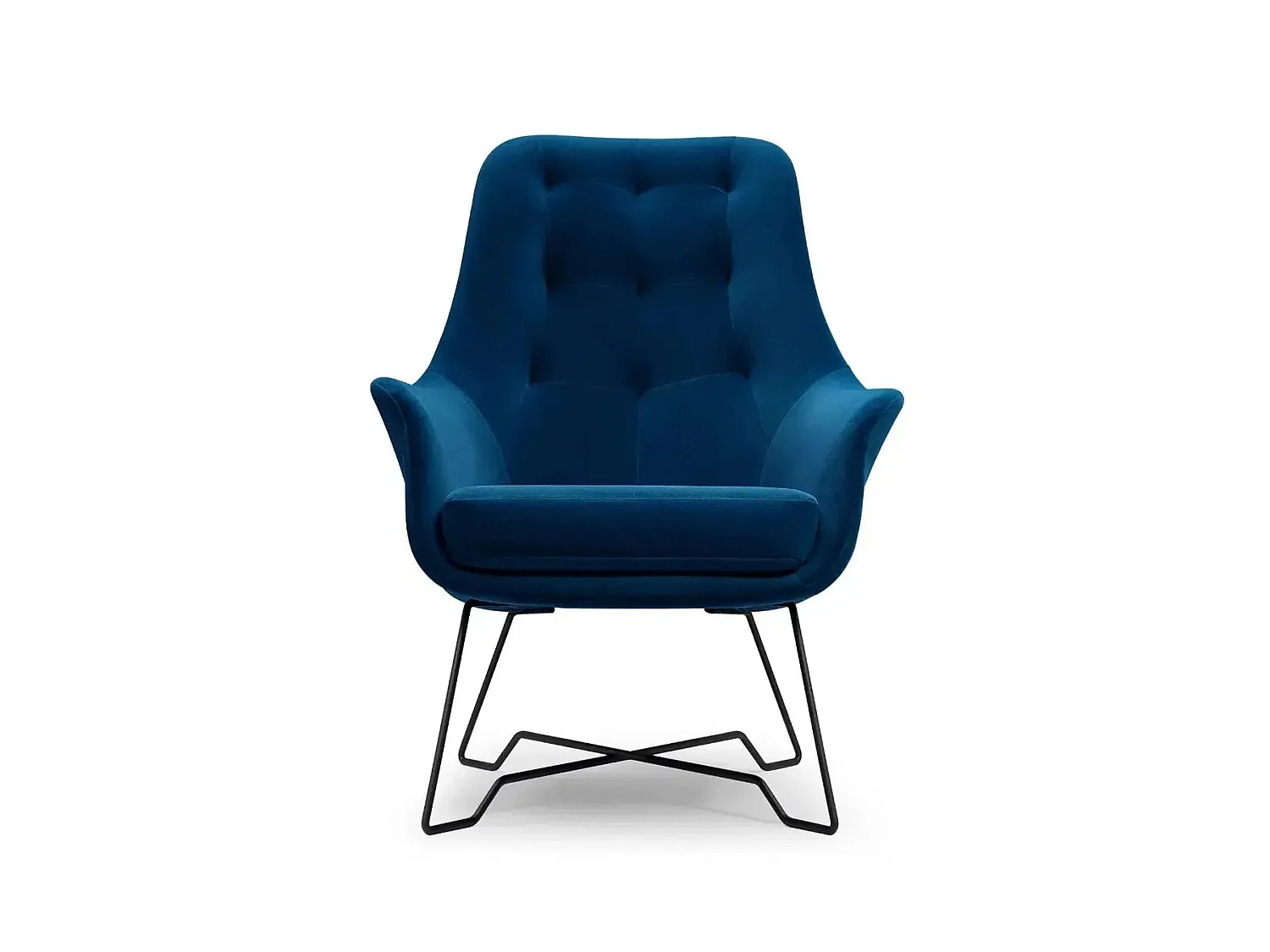 LUCAS - Fauteuil en tissu chiné - Bleu