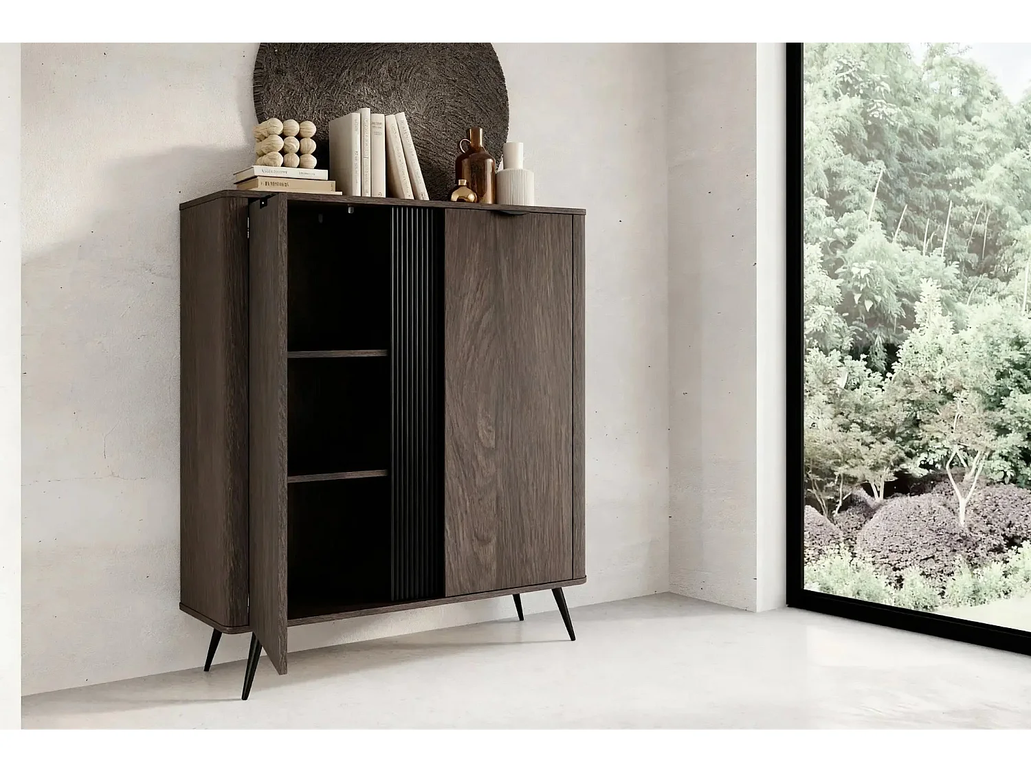 SELENA - Commode 2 portes 113cmbois de chêne - Chêne foncé