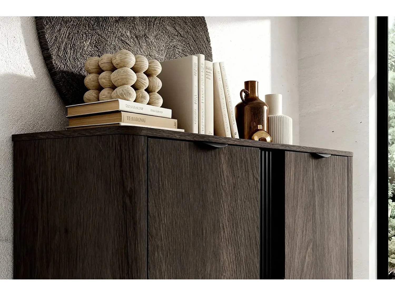 SELENA - Commode 2 portes 113cmbois de chêne - Chêne foncé