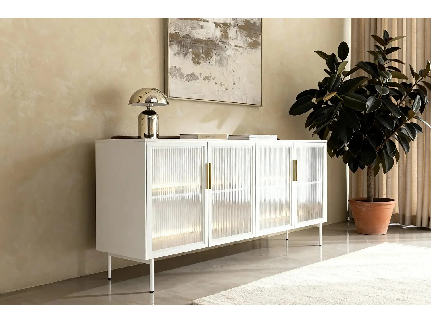 PALOMA - Buffet 4 portes 181cmeffet chêne Dunin - Beige