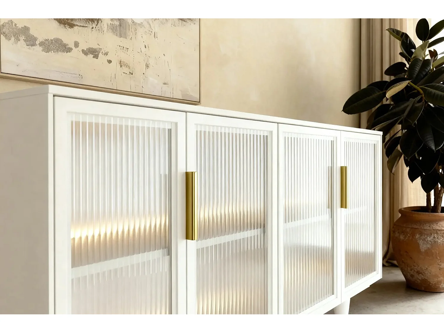 PALOMA - Buffet 4 portes 181cmeffet chêne Dunin - Beige