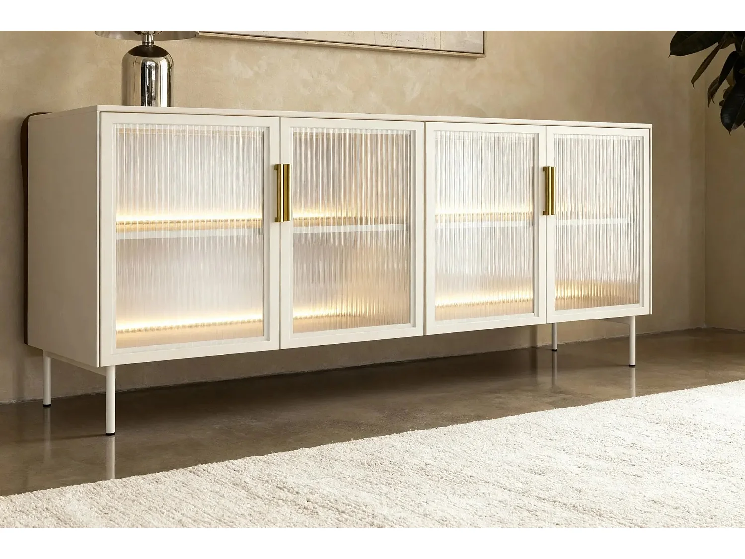 PALOMA - Buffet 4 portes 181cmeffet chêne Dunin - Beige