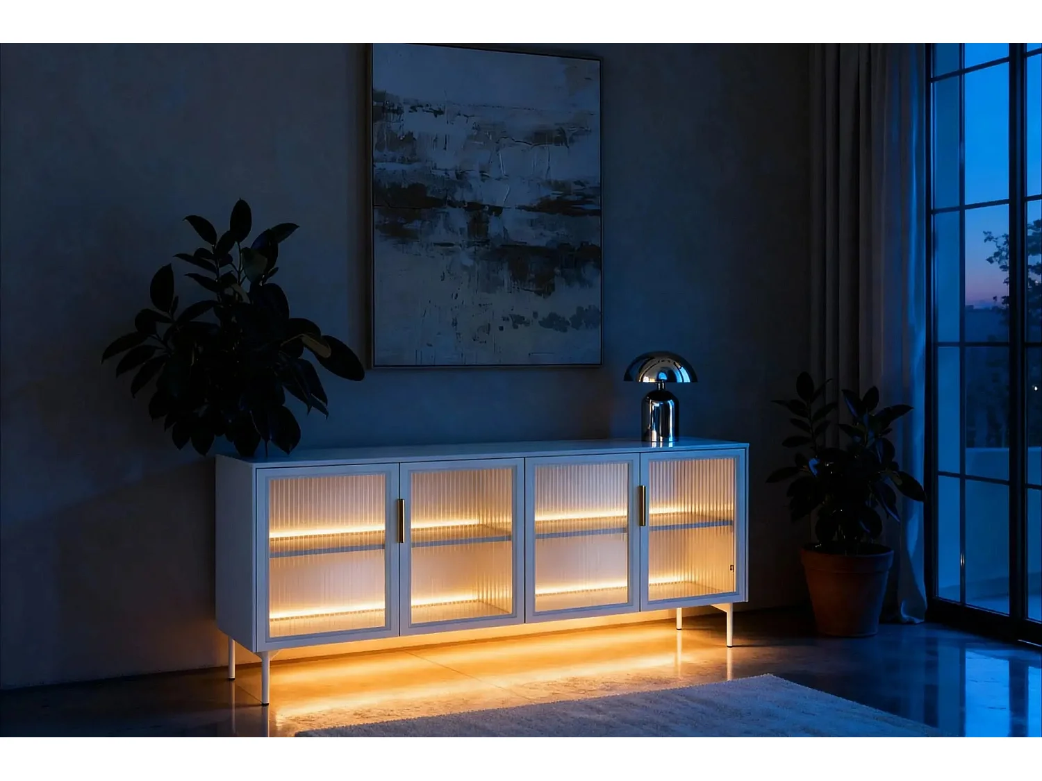 PALOMA - Buffet 4 portes 181cmeffet chêne Dunin - Beige