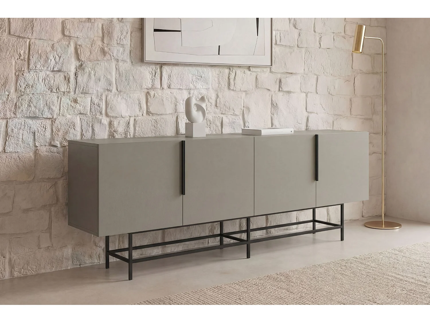 SOMA - Buffet 4 portes 200cm en mélamine - Vert