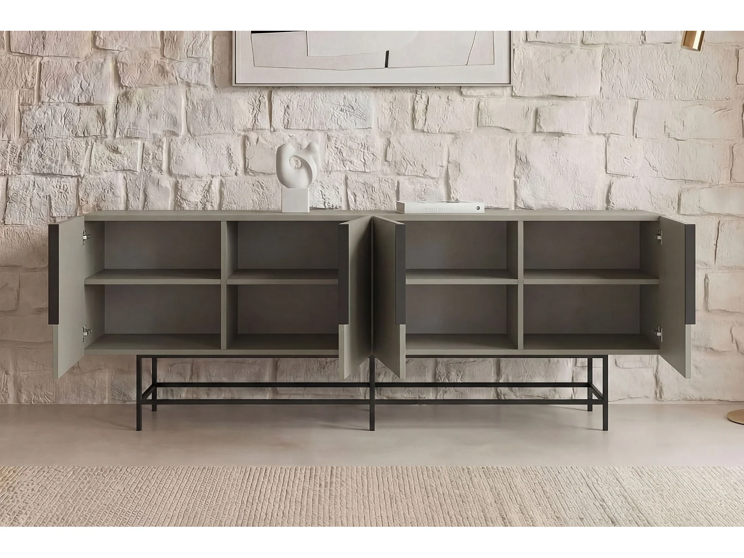 SOMA - Buffet 4 portes 200cm en mélamine - Vert
