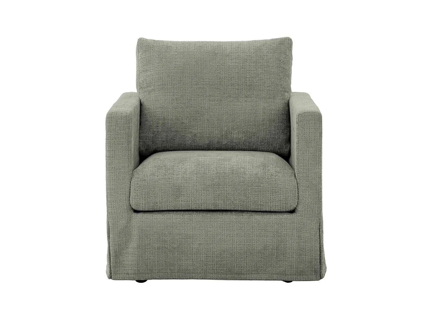 LEONIE - Fauteuil tissu chenille déhoussable - Vert