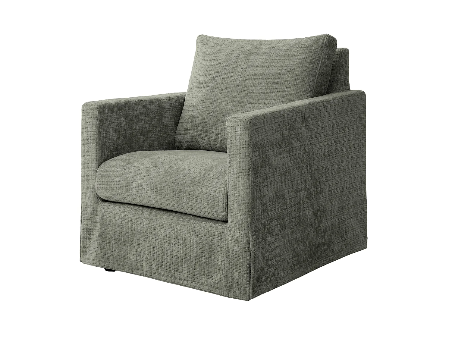 LEONIE - Fauteuil tissu chenille déhoussable - Vert