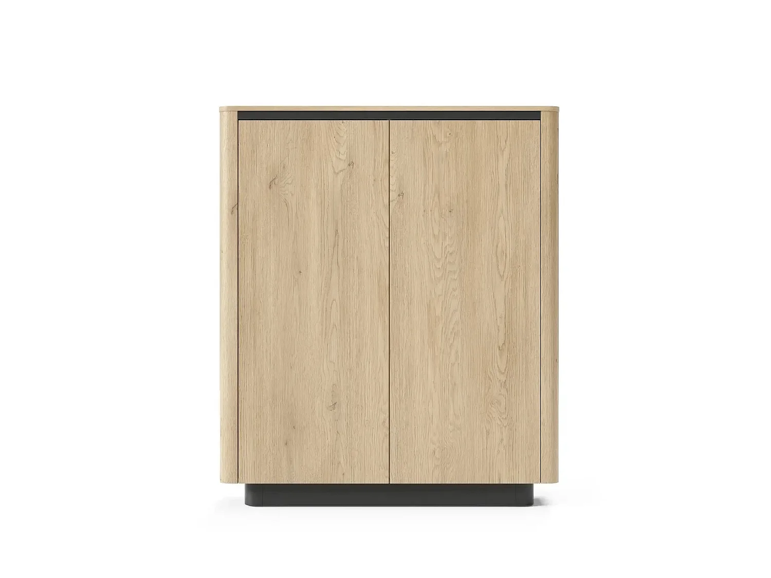 POPPY - Commode 2 portes 113cm en effet chêne Cremona et noir - Chêne clair