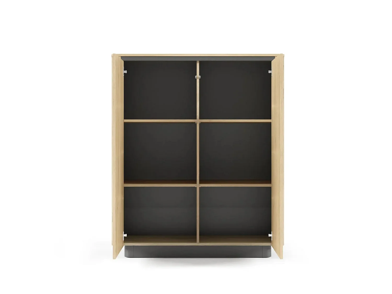 POPPY - Commode 2 portes 113cm en effet chêne Cremona et noir - Chêne clair