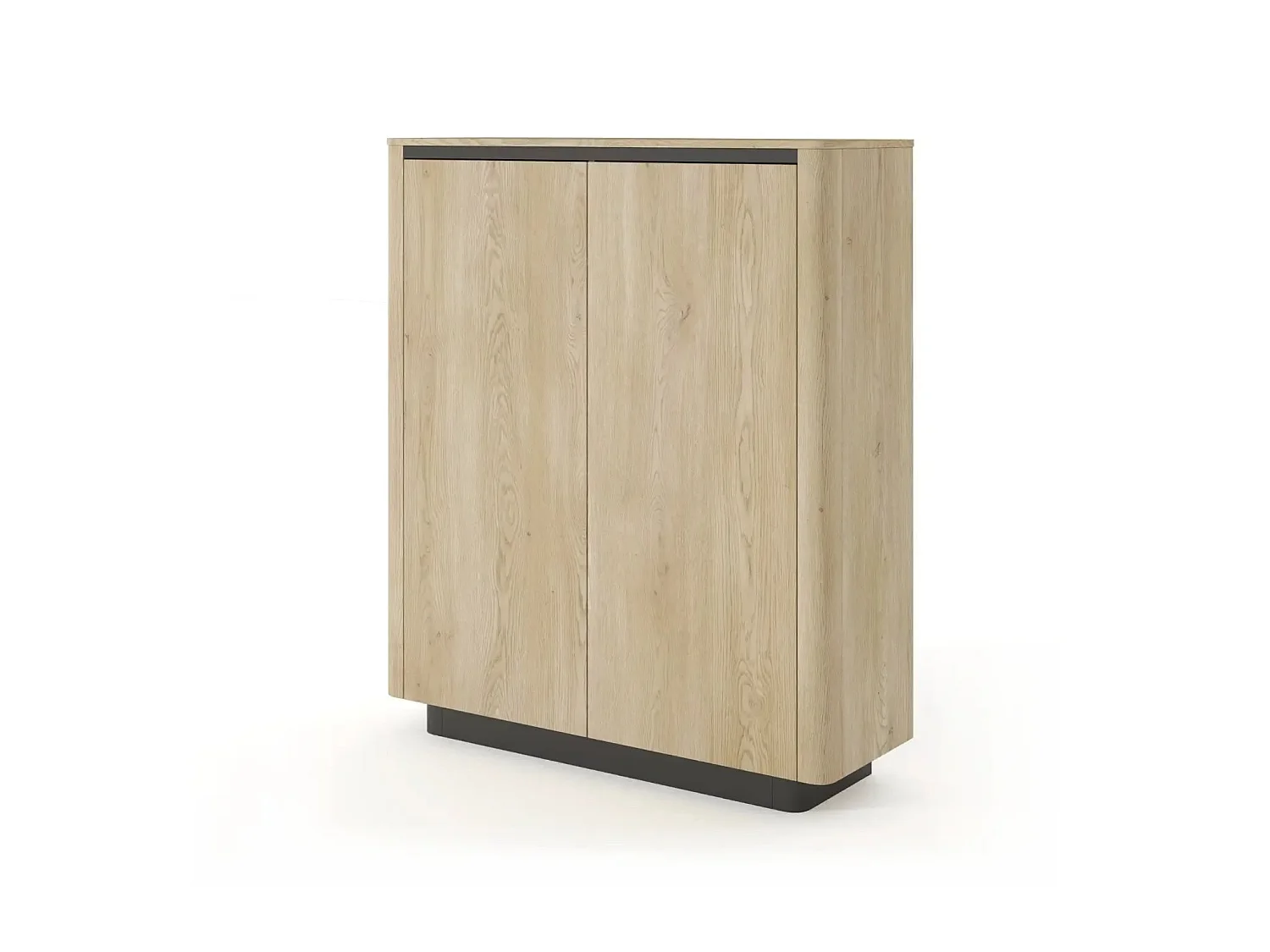 POPPY - Commode 2 portes 113cm en effet chêne Cremona et noir - Chêne clair