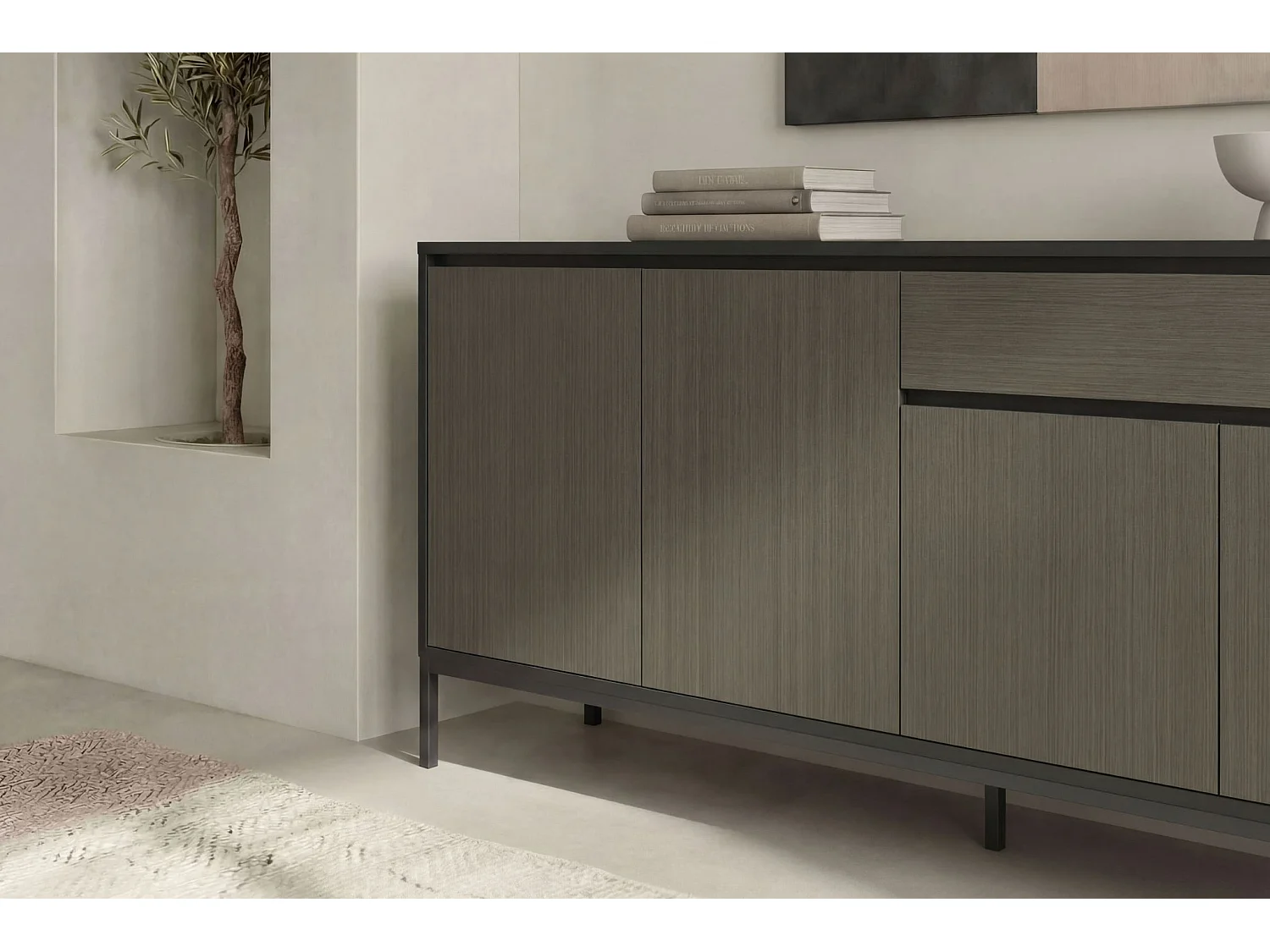 VANA - Buffet 4 portes 180cm en mélamine - Vert