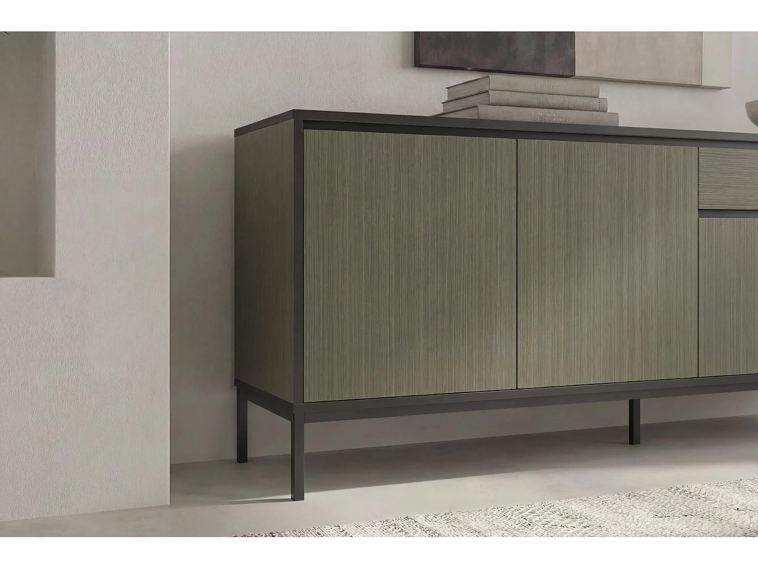 VANA - Buffet 4 portes 180cm en mélamine - Vert