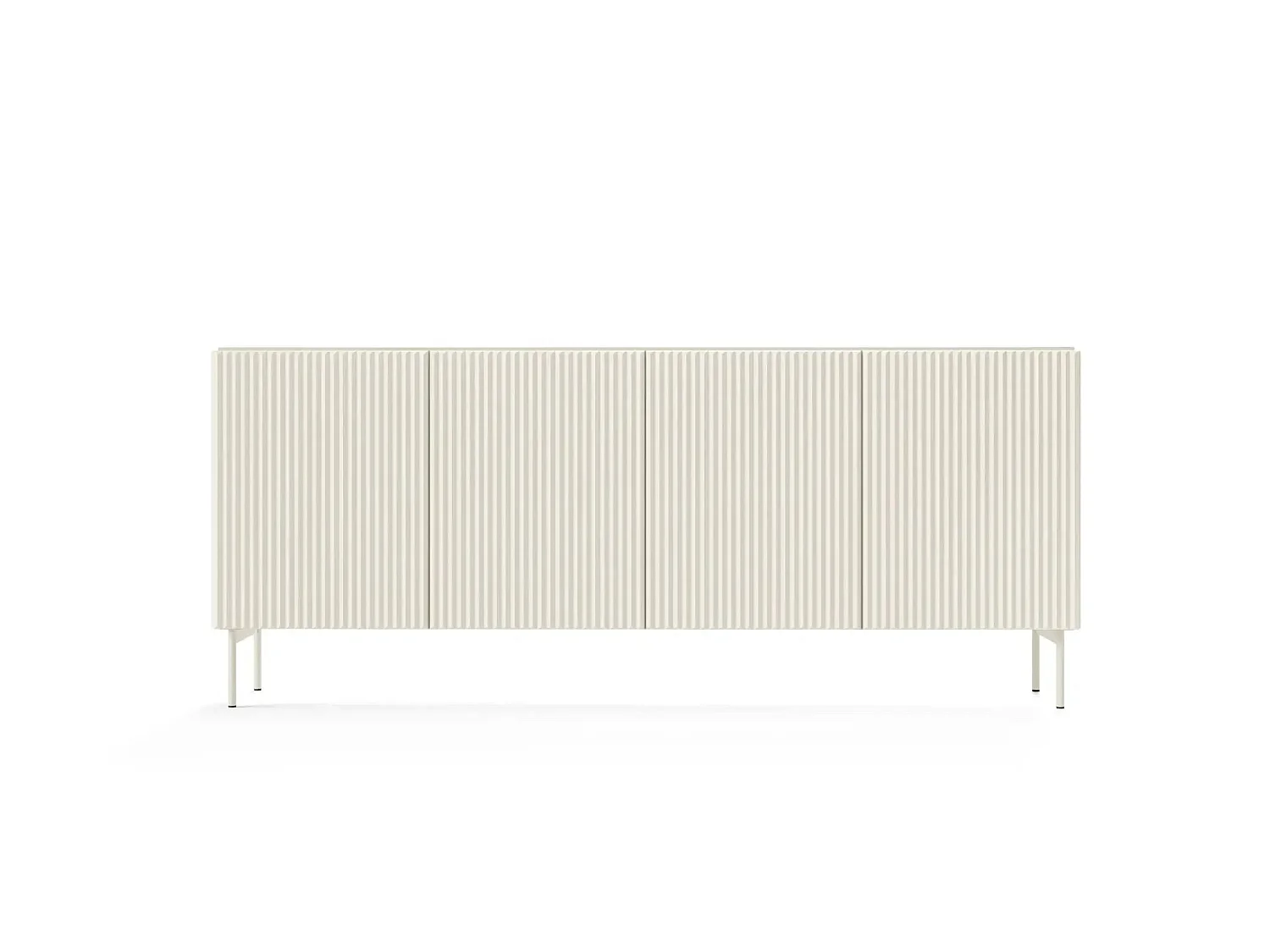 ZORA - Buffet 4 tiroirs 195cmpieds en métal - Blanc