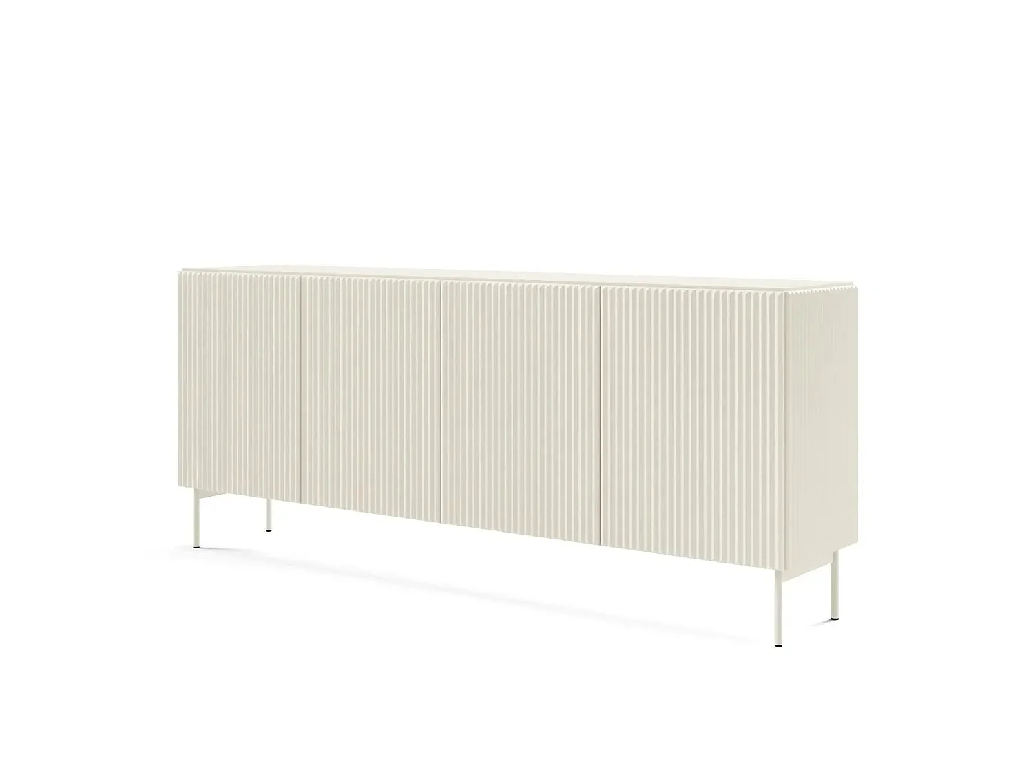 ZORA - Buffet 4 tiroirs 195cmpieds en métal - Blanc