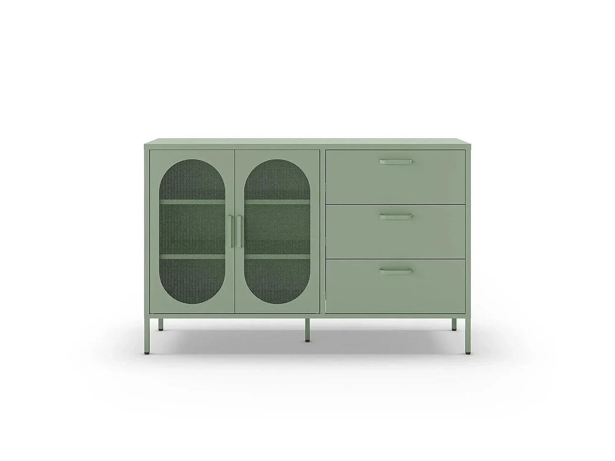 AVENO - Buffet 2 portes 140cm en métal - Vert