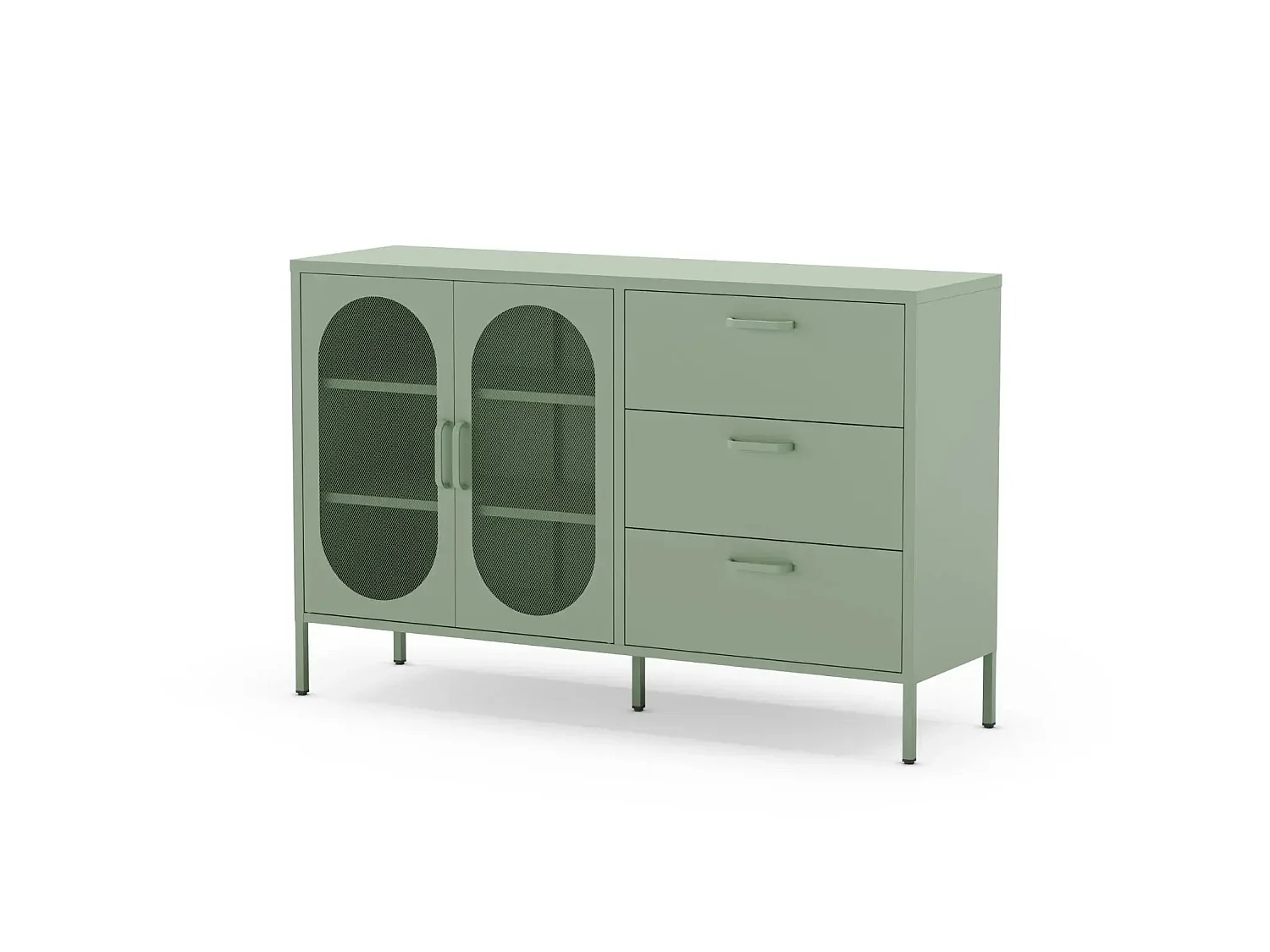 AVENO - Buffet 2 portes 140cm en métal - Vert