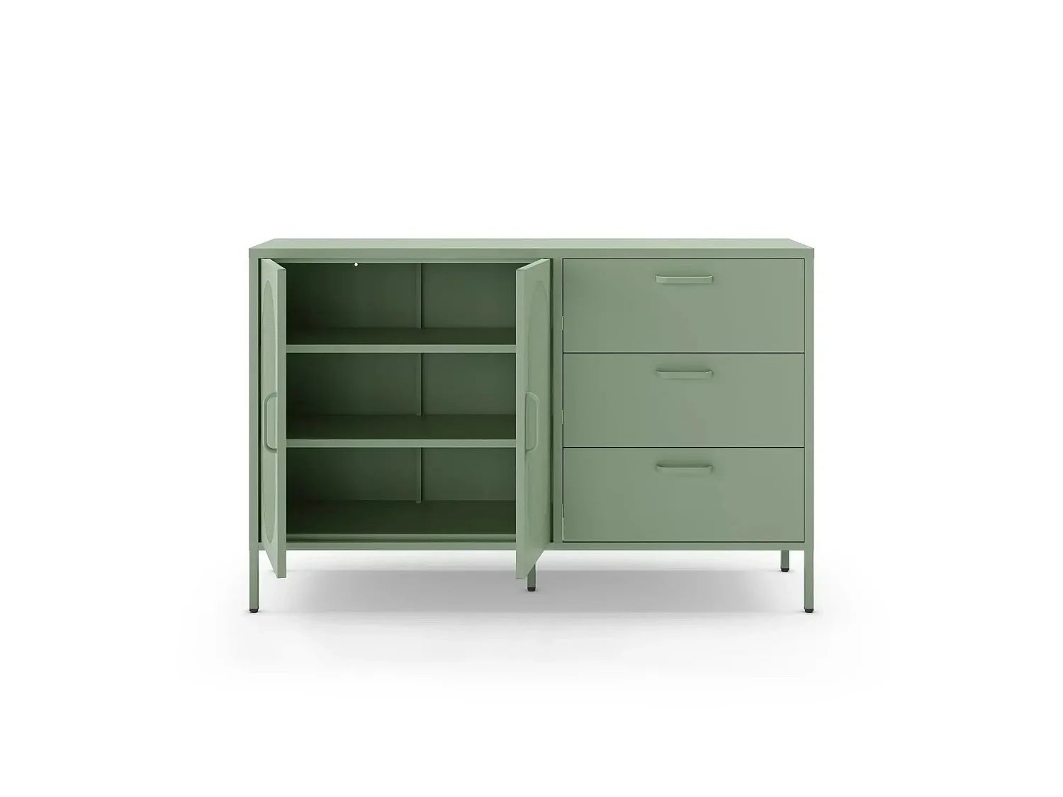 AVENO - Buffet 2 portes 140cm en métal - Vert