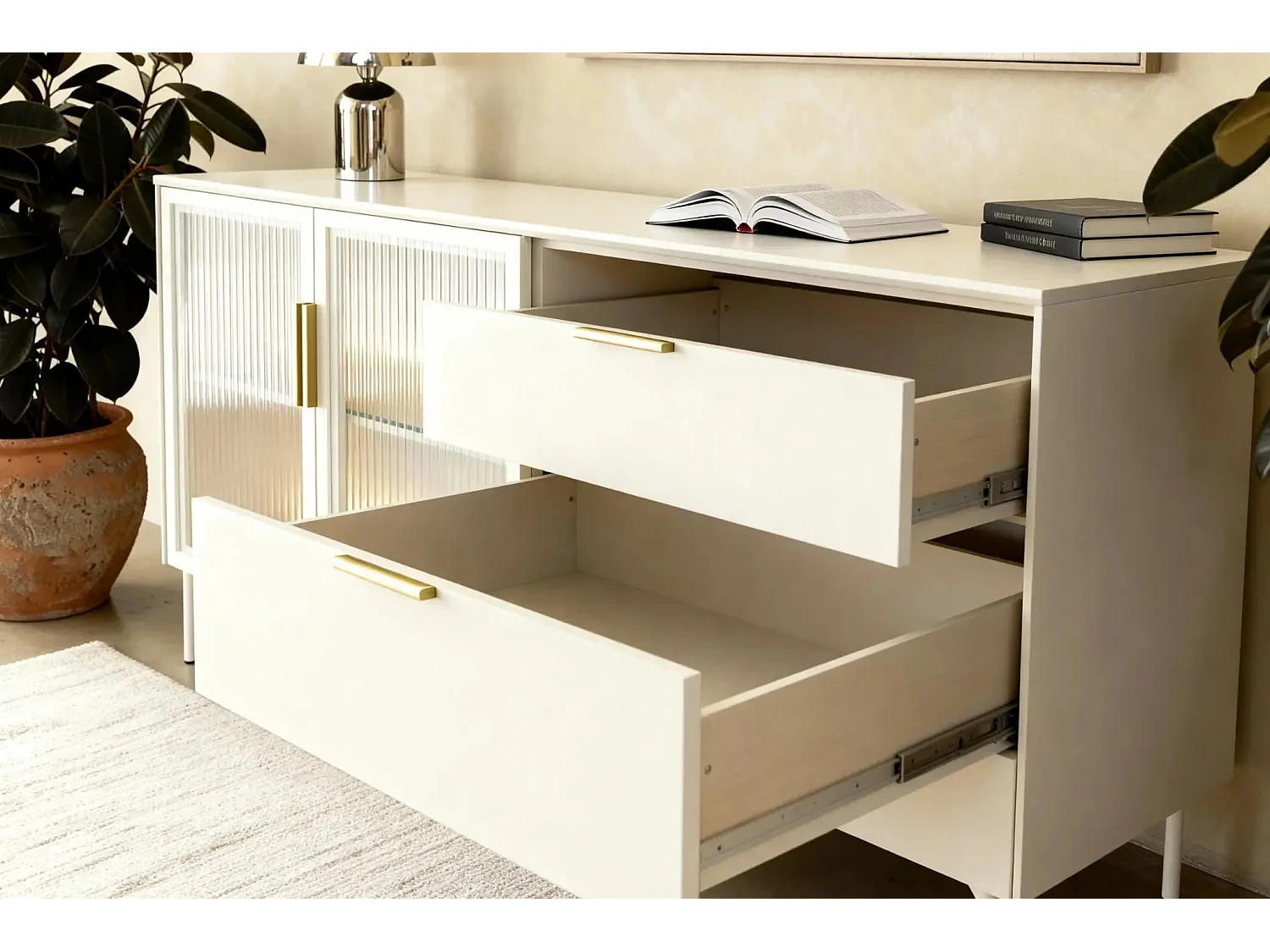 PALOMA - Buffet 2 portes 3 tiroirs 181cmeffet chêne Dunin - Beige