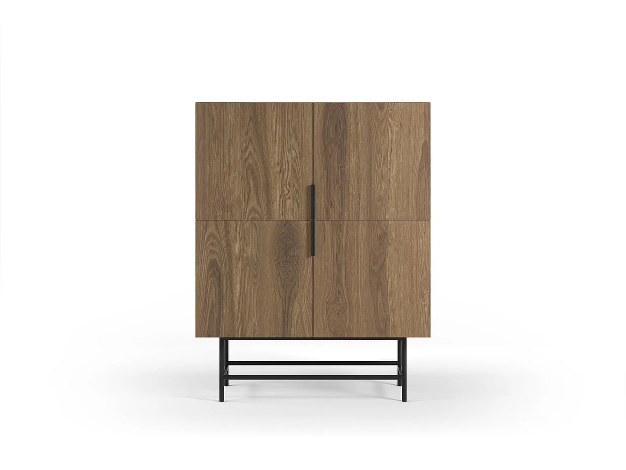 SOMA - Commode 4 portes 100cm en mélamine - Chêne clair