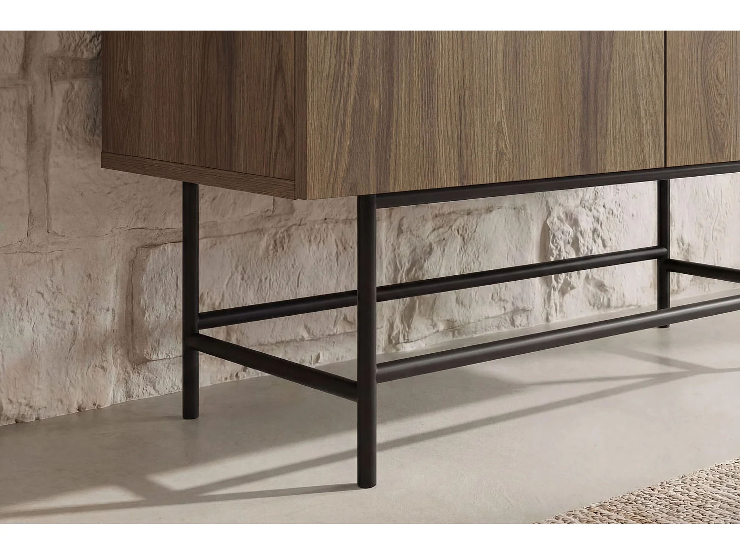 SOMA - Commode 4 portes 100cm en mélamine - Chêne clair