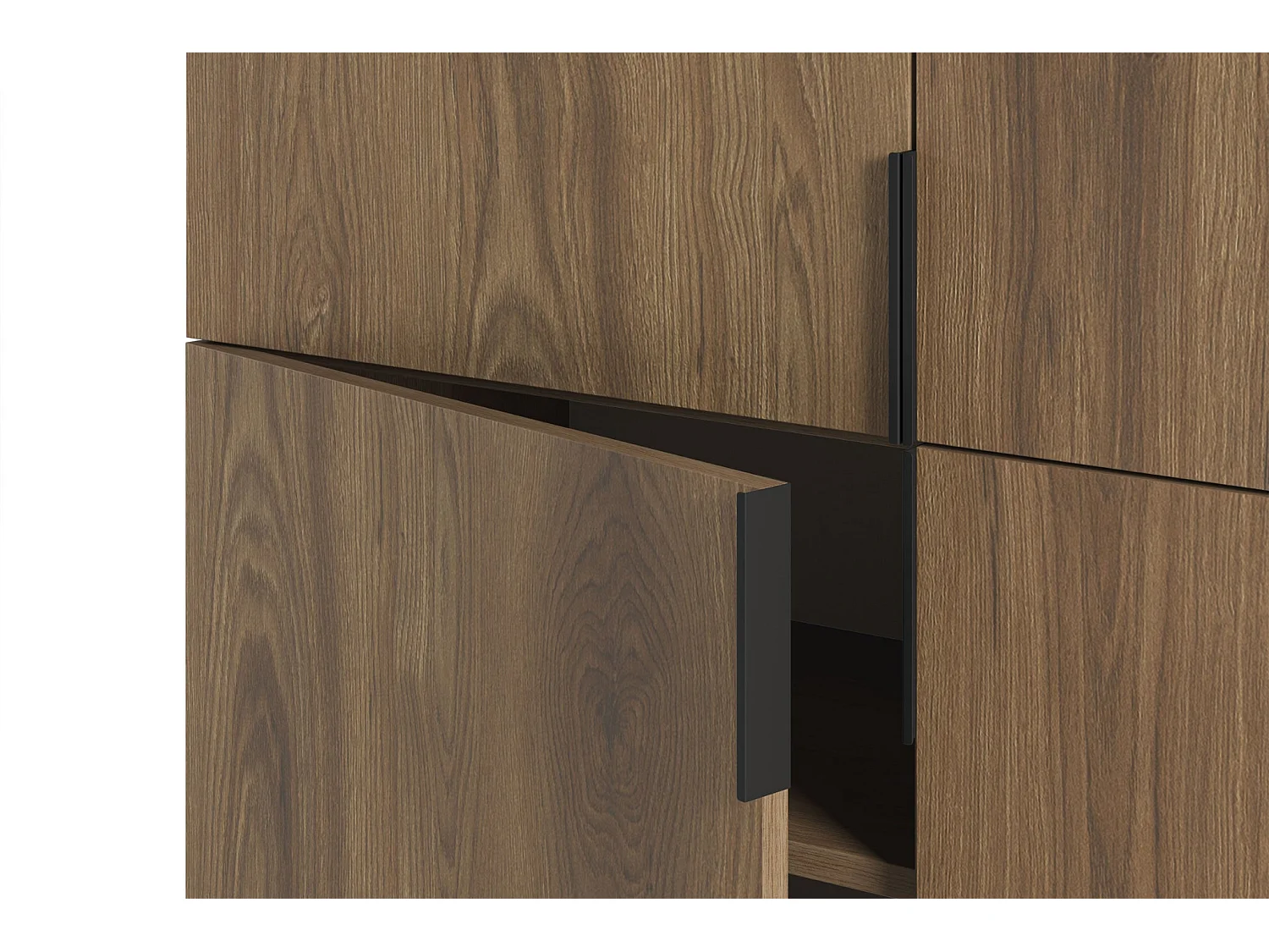 SOMA - Commode 4 portes 100cm en mélamine - Chêne clair