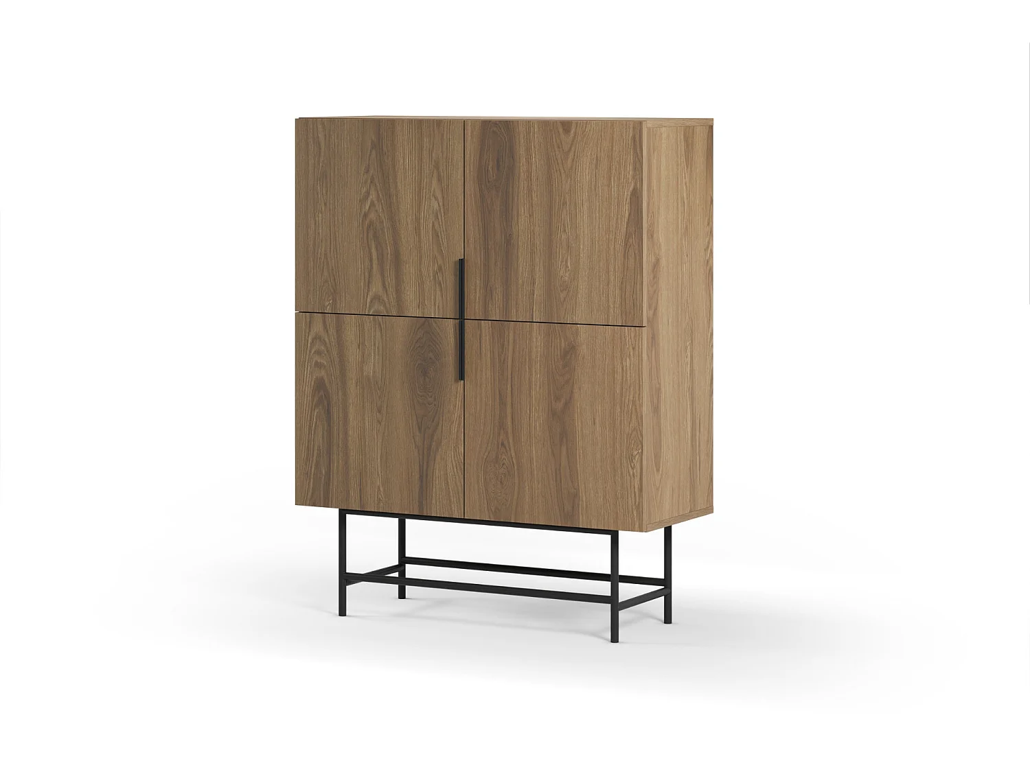 SOMA - Commode 4 portes 100cm en mélamine - Chêne clair