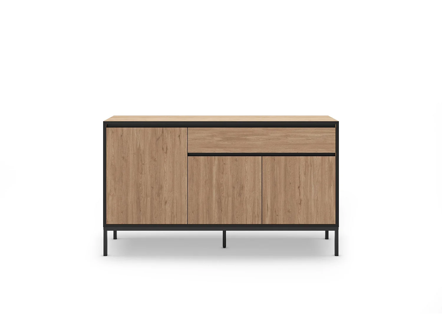 VANA - Buffet 3 portes 140cm en mélamine - Chêne clair