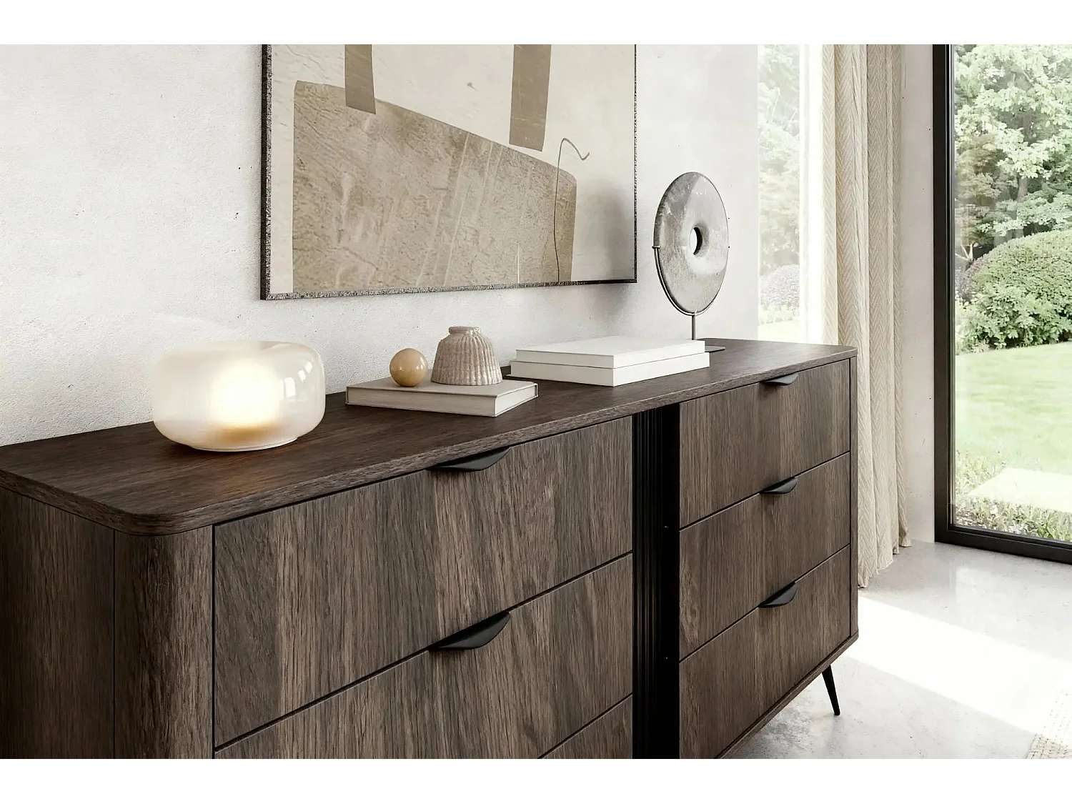SELENA - Buffet 163cmbois de chêne - Chêne foncé